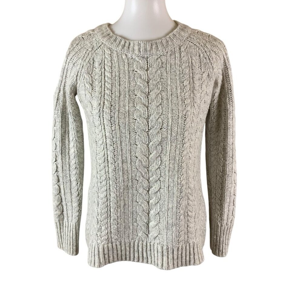 Soft Surroundings Gray Cable Knit Wool Blend Sweater‎ Cold Shoulder XS